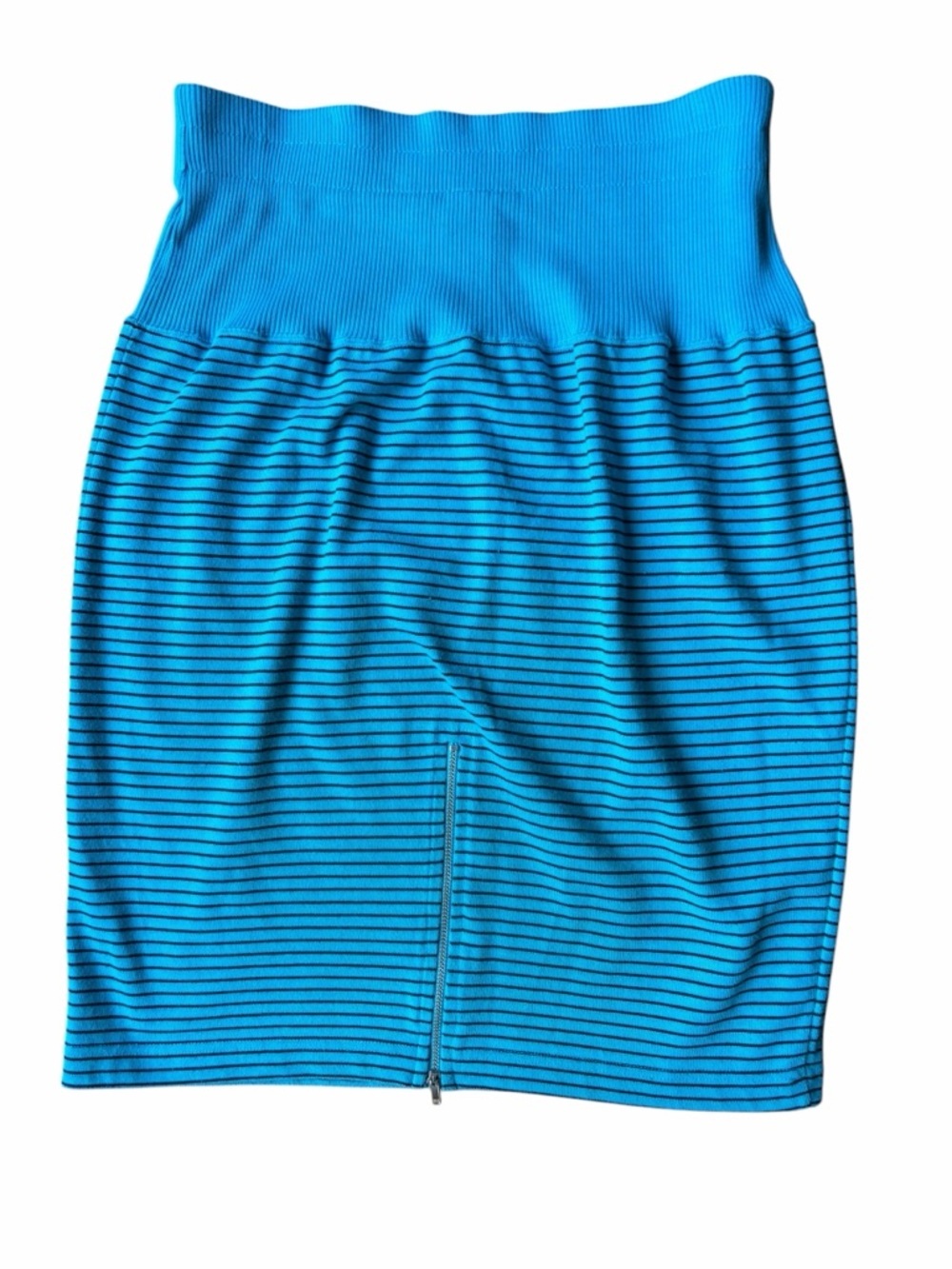 Vintage Y2K Turquoise ribbed Striped Pencil Skirt - Sleek Everyday Style - Picture 5 of 9